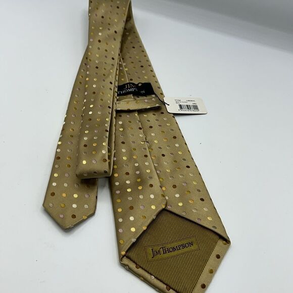 JIM THOMPSON Tan Polka Dot Silk Tie-NWT - Picture 3 of 6